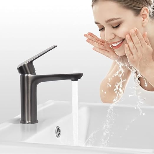 Home Basin Mixer Tap, Single Handle Washbasin Faucet with 2 PCS 60CM Hose Lavatory Tap in