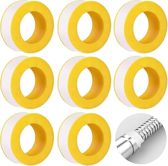 Teflon PTFE Thread Seal Tape, 12mm x 0.075mm x 10m, Yellow packaging, Pack of 10PIC