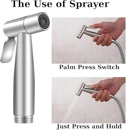 Premium Stainless Steel Bidet Sprayer for Toilet With 1.5 Meter Stainless Steel Hose, Easy 5-Minute Installation, Powerful Water Pressure (Full Shattaf Set)
